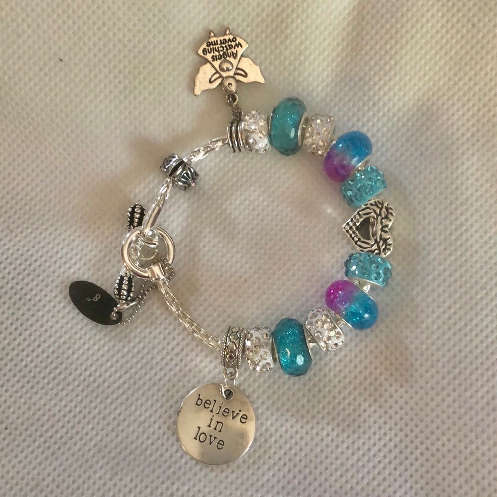 Handcrafted European Style Beaded Charm Bracelet on DaVinci Toggle Chain